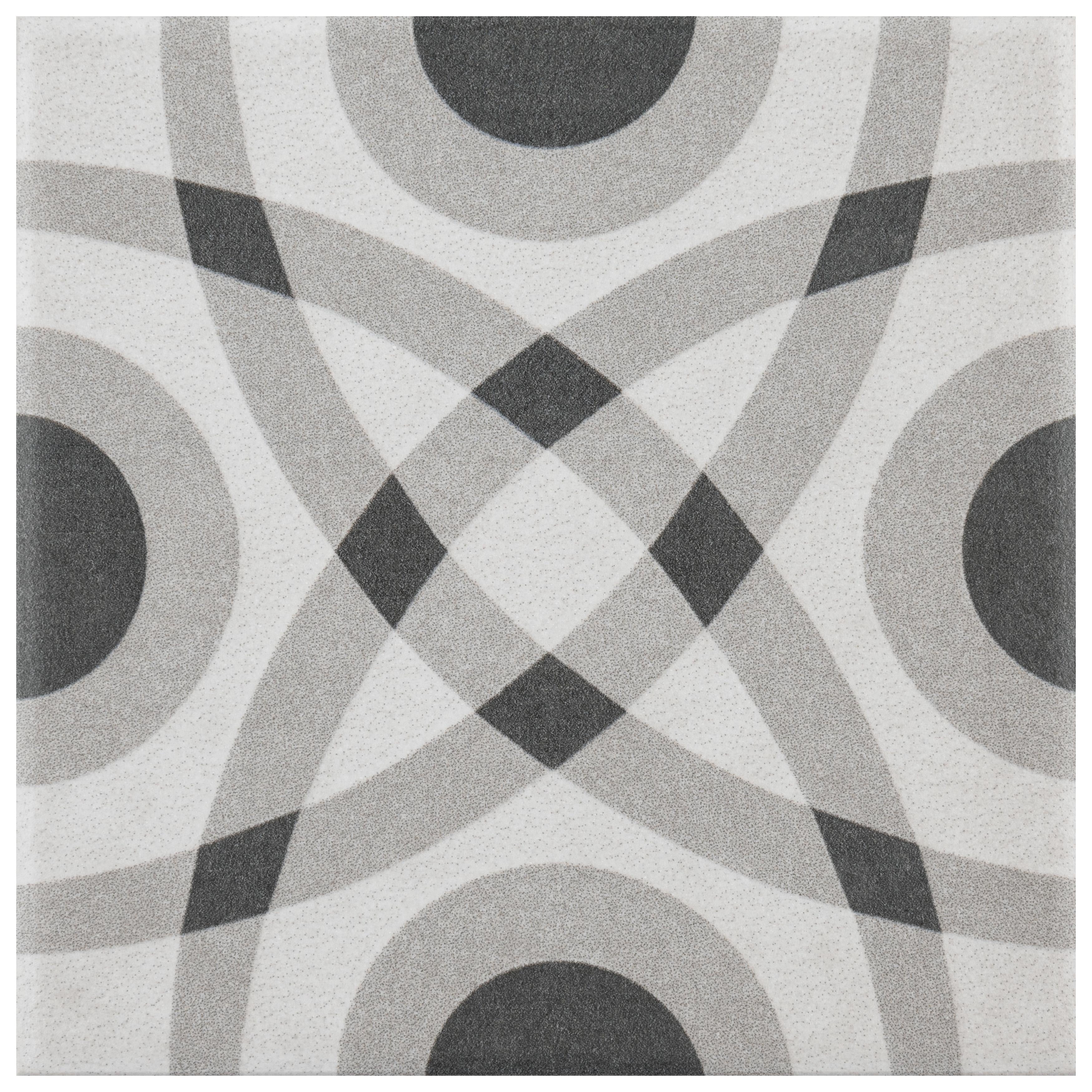 Somertile Twenties Circle Mini 4X4 Inch Ceramic Floor And Wall Tile 27 Tiles 3.29 Sqft. Case