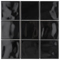 Somertile 3.875X3.875 Inch Curve Square Black Olive Ceramic Wall Tile 90 Tiles 10.34 Sqft. Case
