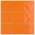 Somertile 3.875X3.875 Inch Curve Square Orange Sunset Ceramic Wall Tile 90 Tiles 10.34 Sqft. Case