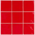 Somertile 3.875X3.875 Inch Curve Square Red Cherry Ceramic Wall Tile 90 Tiles 10.34 Sqft. Case