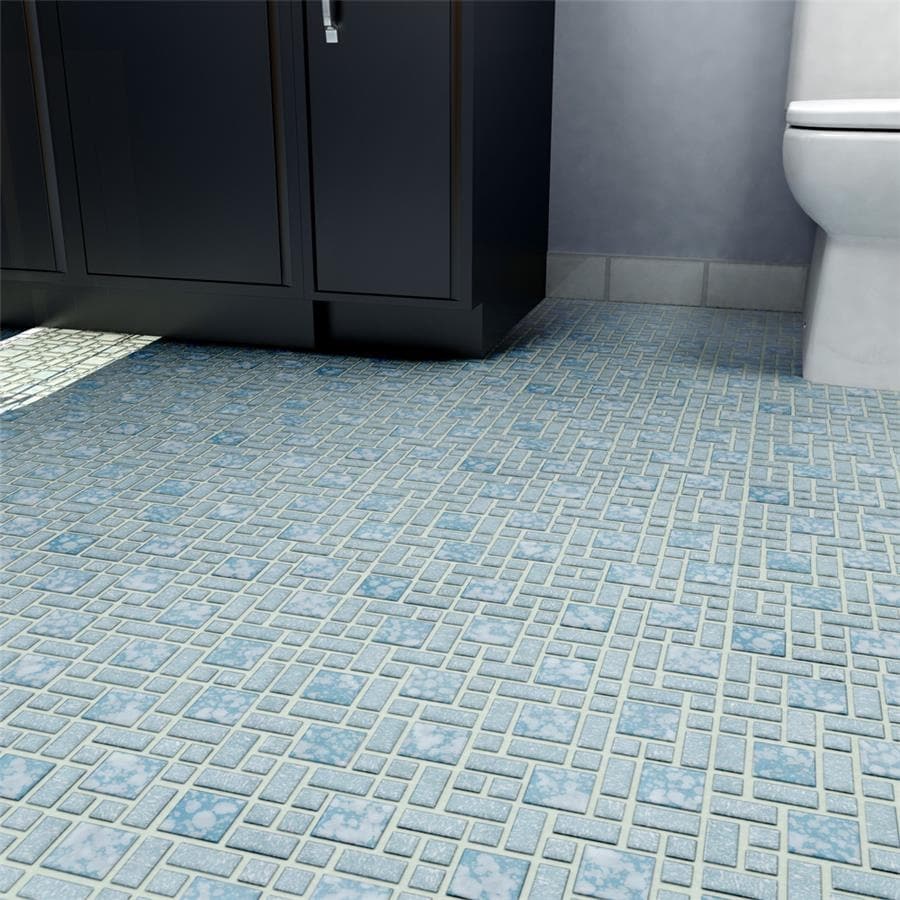Somertile 11.75X11.75 Inch Academy Blue Porcelain Mosaic Floor And Wall Tile 10 Tiles 9.62 Sqft.