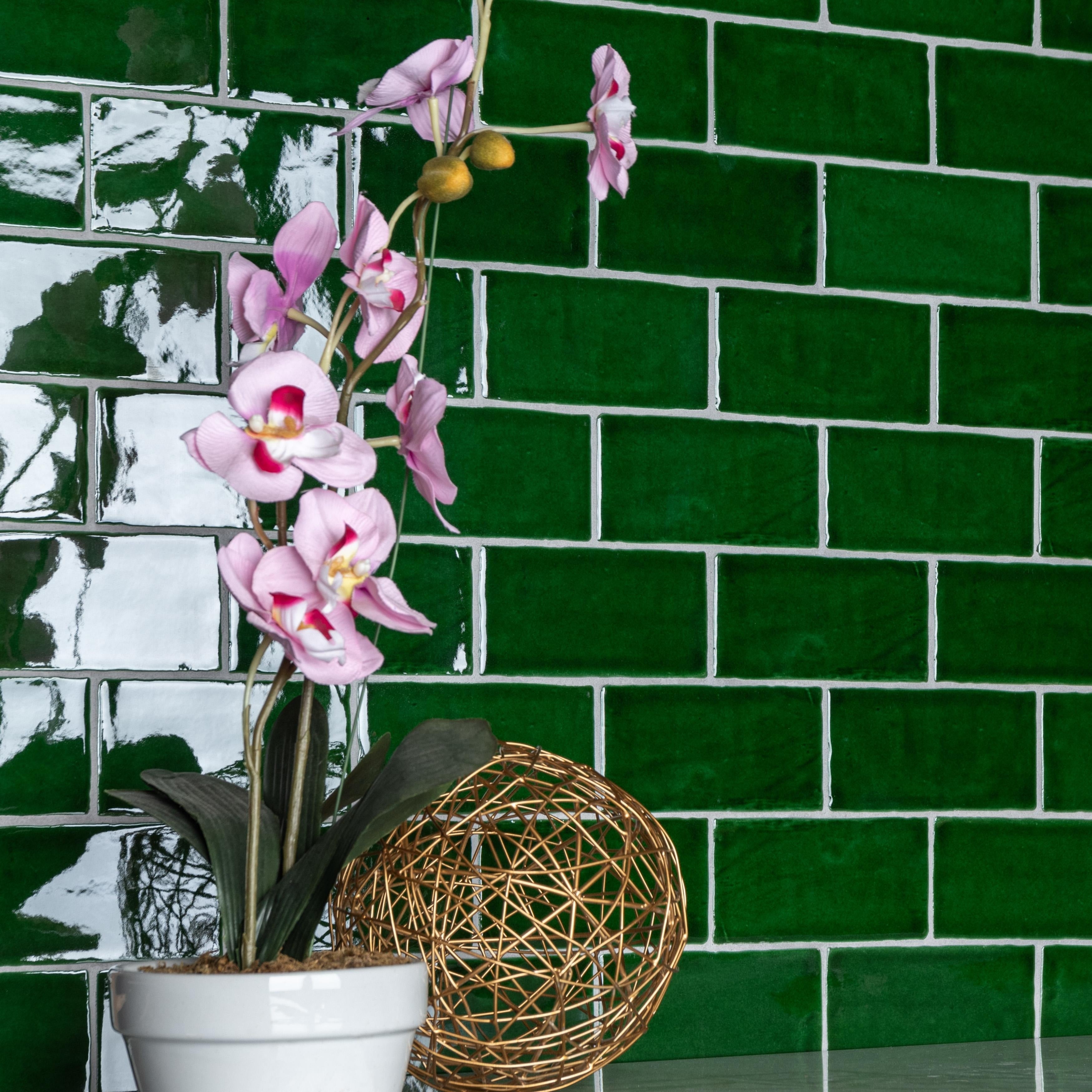 Somertile Antic Verde 3X6 Inch Ceramic Wall Tile 32 Tiles 4.38 Sqft. Case
