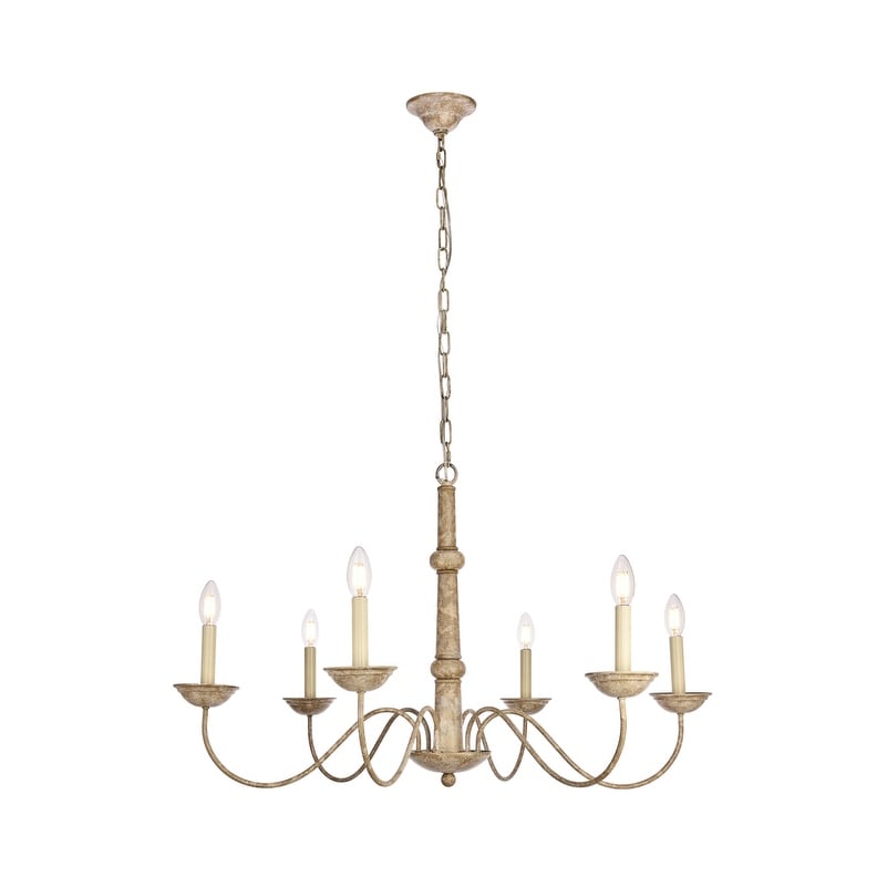 Merritt Collection Chandelier D35 H21.6 Lt 6 Weathered Dove Finish