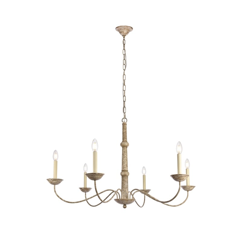 Merritt Collection Chandelier D39.8 H24 Lt 6 Weathered Dove Finish