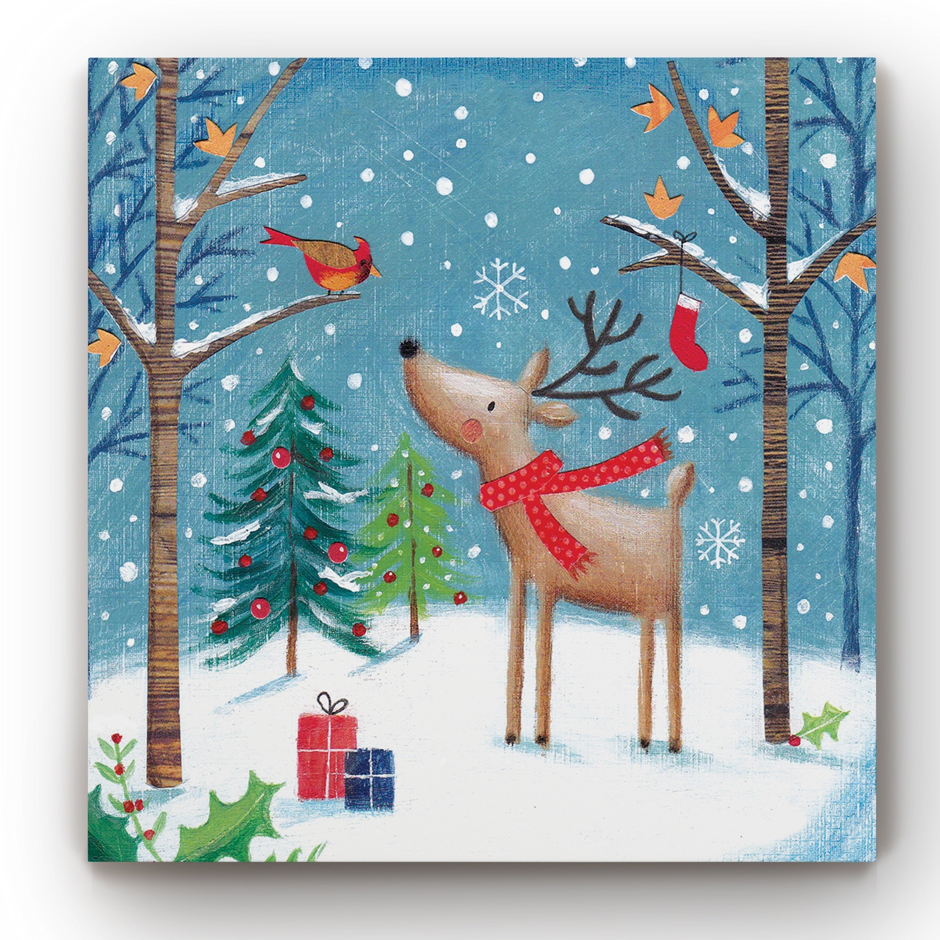 Merry Christmas Cardinal Gallery Wrapped Canvas