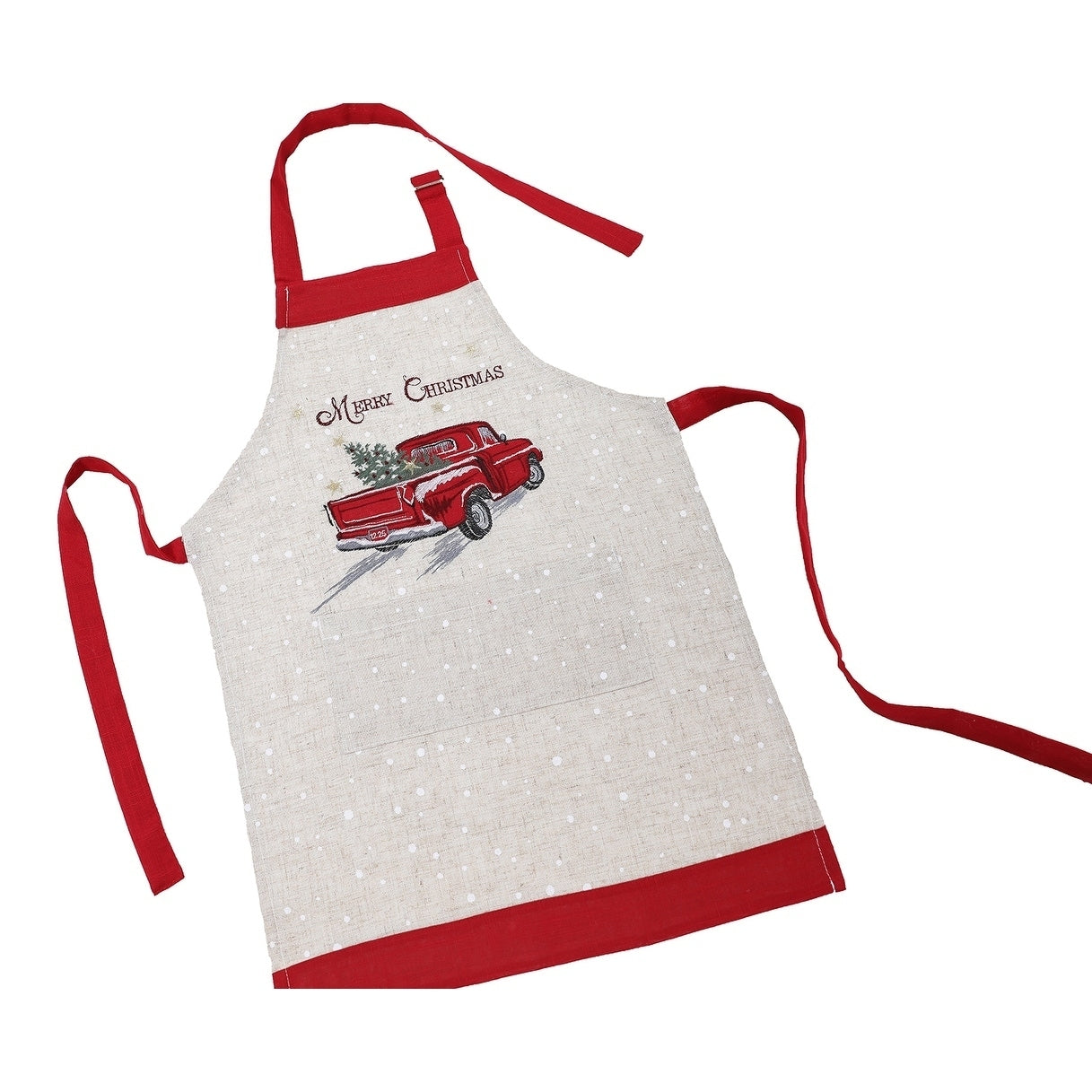 Merry Christmas Truck Embroidered Apron Adults Size 30 By 26 Inch