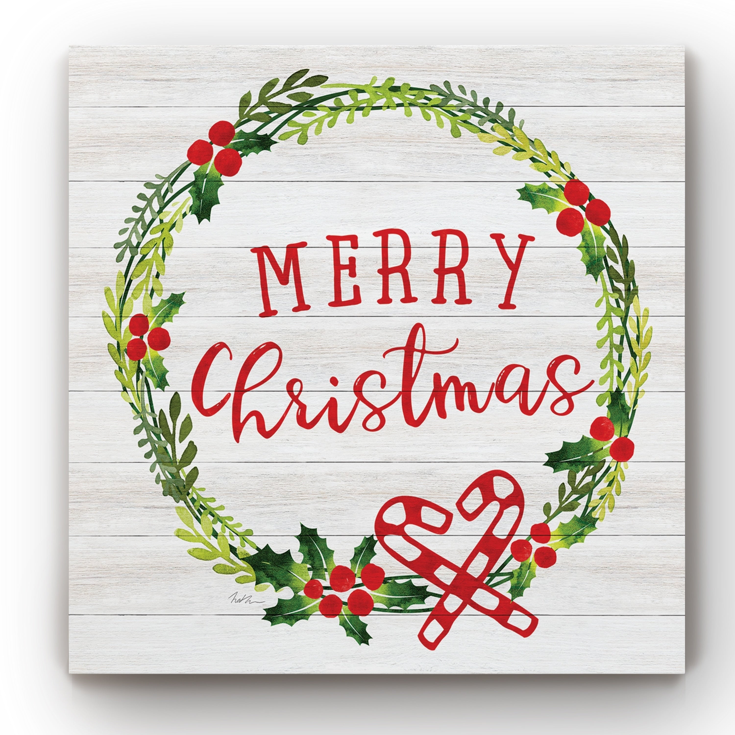 Merry Christmas Wreath Gallery Wrapped Canvas