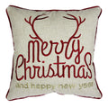 Merry Christmas And Happy New Year Throw Pillow 20X20 Linen Look With Gold Accents And Insert Set Of 2