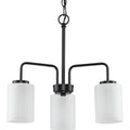 Merry Collection 3 Light Etched Glass Matte Black Chandelier Light 18 In X 18 In X 16.37 In