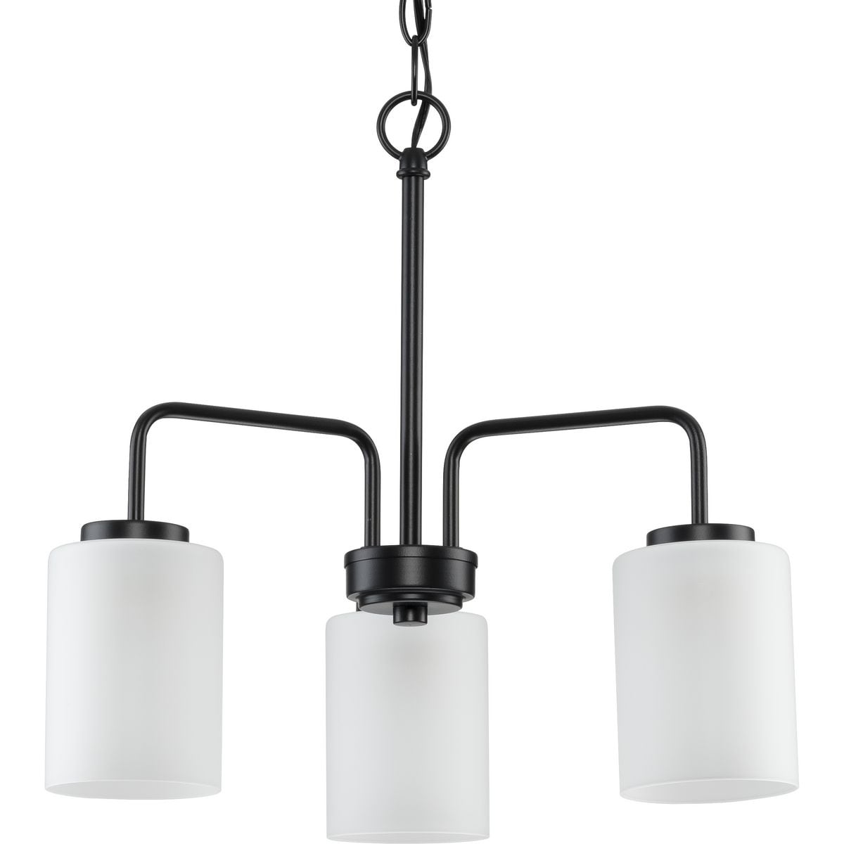 Merry Collection 3 Light Etched Glass Matte Black Chandelier Light 18 In X 18 In X 16.37 In