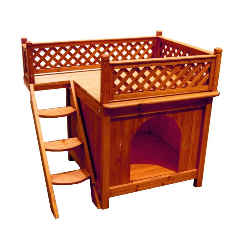 Merry Products Balcony View Natural Wood Dog House