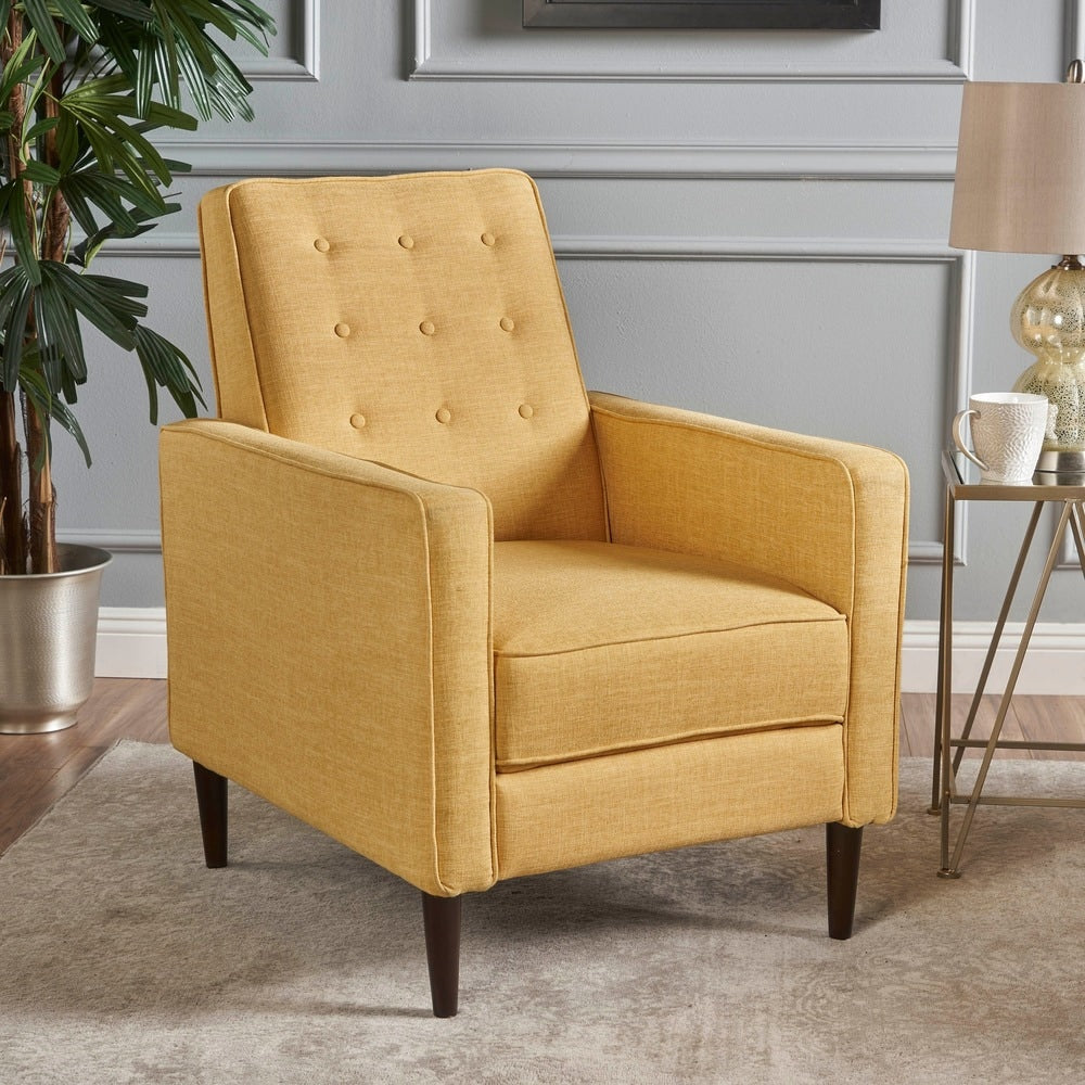 Mervynn Mid Century Button Tufted Fabric Recliner Club Chair By Christopher Knight Home