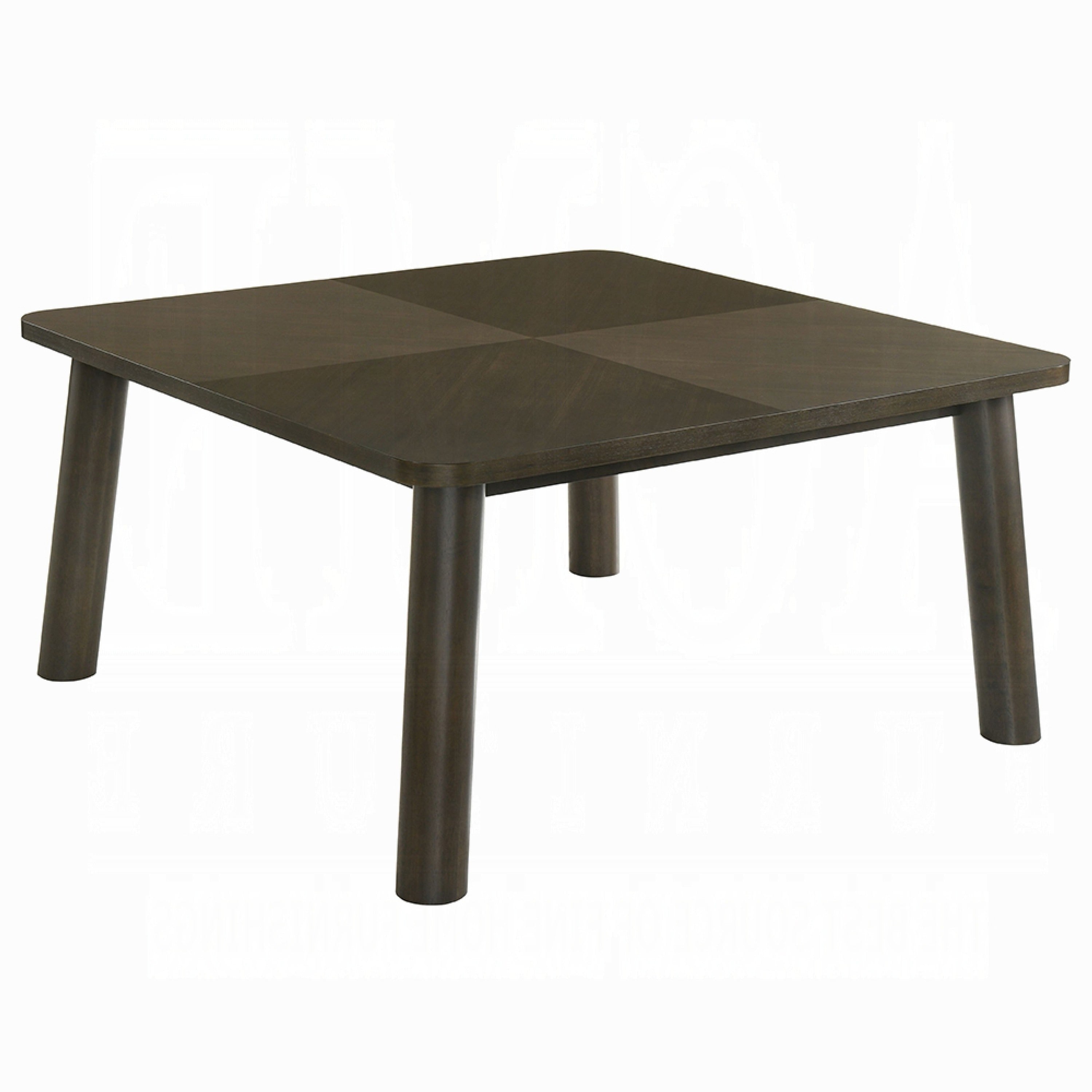 Mery Dining Table 59 Inch Square Top Walnut Brown Solid Rubberwood