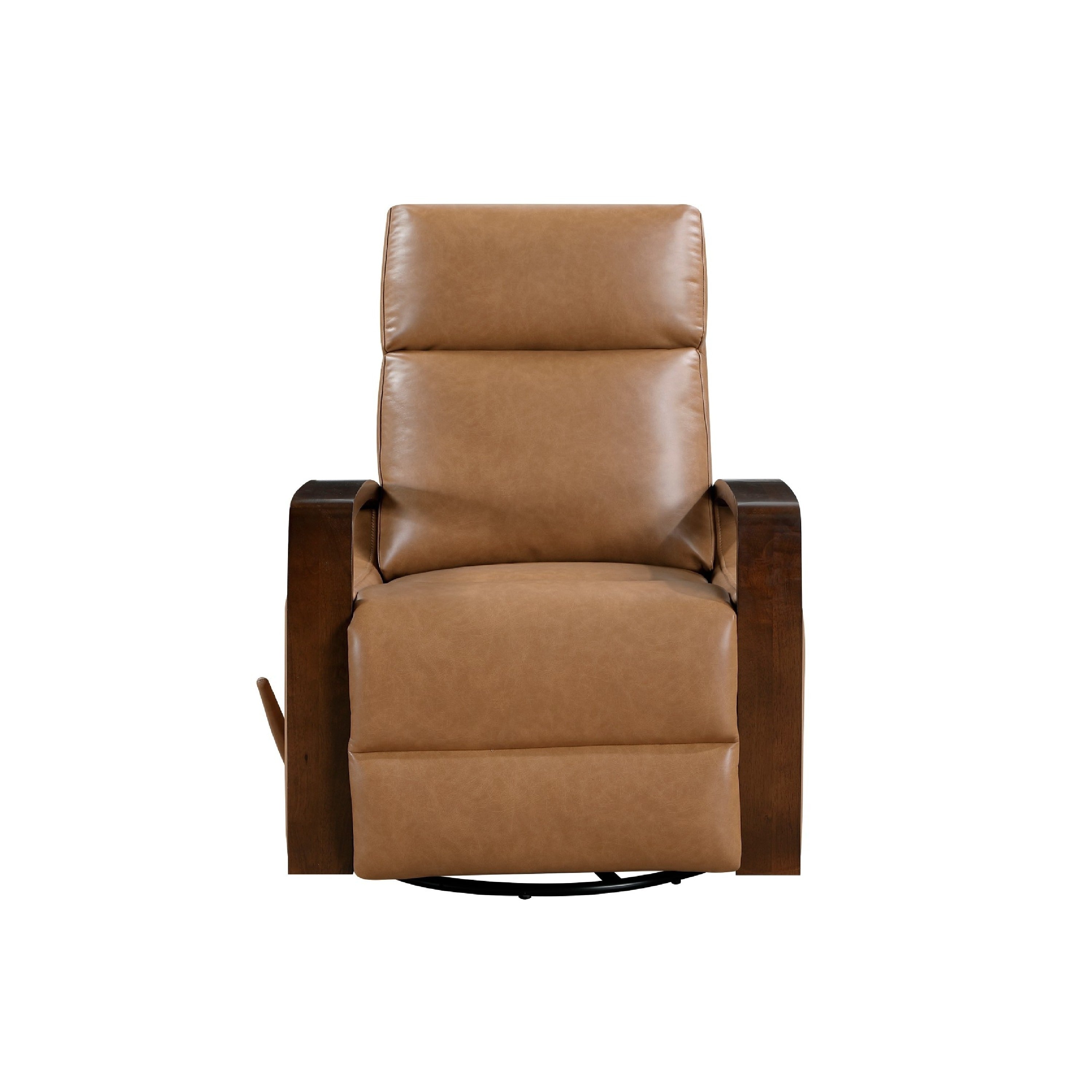 Mery Swivel Glider Manual Reclining Chair Camel Brown Faux Leather