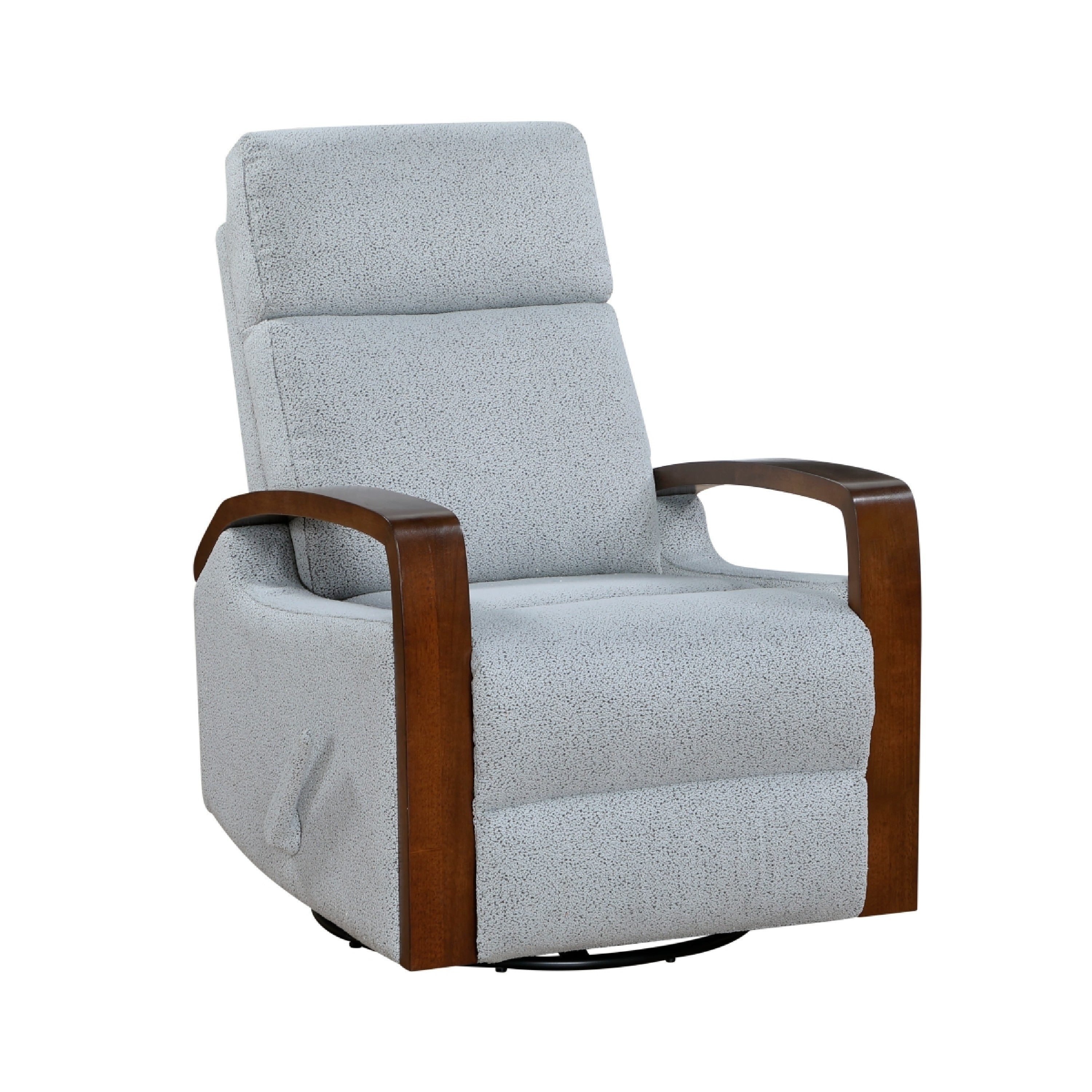 Mery Swivel Glider Manual Reclining Chair Light Gray Boucle Fabric