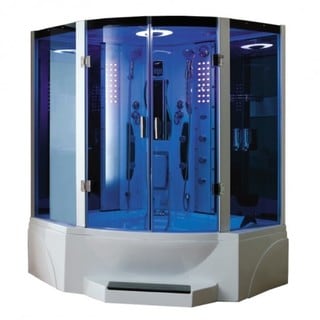 Luxury 2 Person Corner Steam Shower With Jetted Massage Tub Bench Seating For Two Fm Radio With Mp3 And Dual Shower Wands