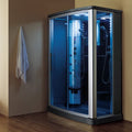 Luxury 2 Person Steam Shower With Sliding Glass Doors And Blue Tempered Glass