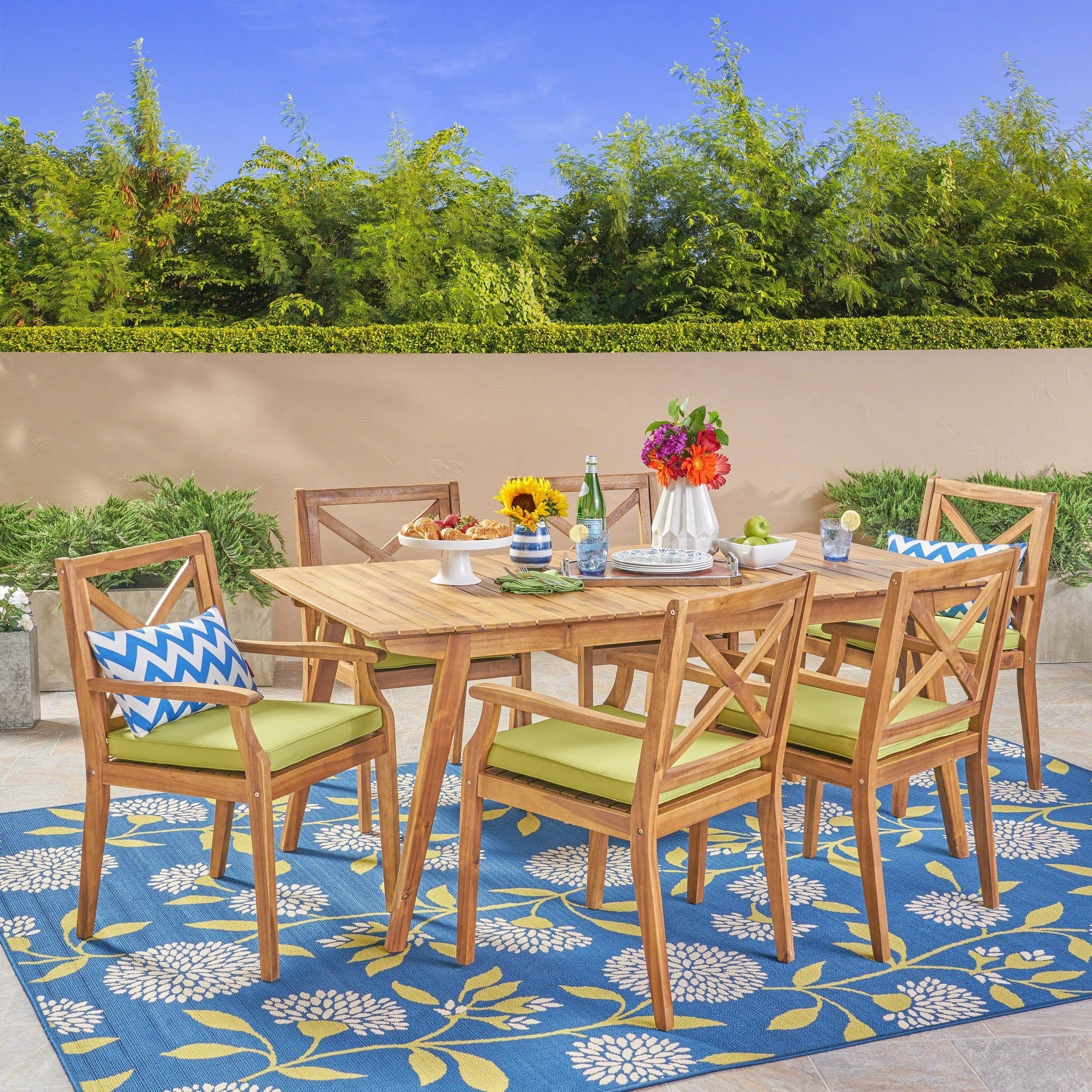 Mesa Outdoor 7 Piece Acacia Wood Dining Set By Christopher Knight Home