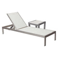 Metal Adjustable Lounger With Slatted Side Table Set Of 4 Gray And White
