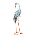 Metal Aqua Blue Heron Garden Statue 35 H