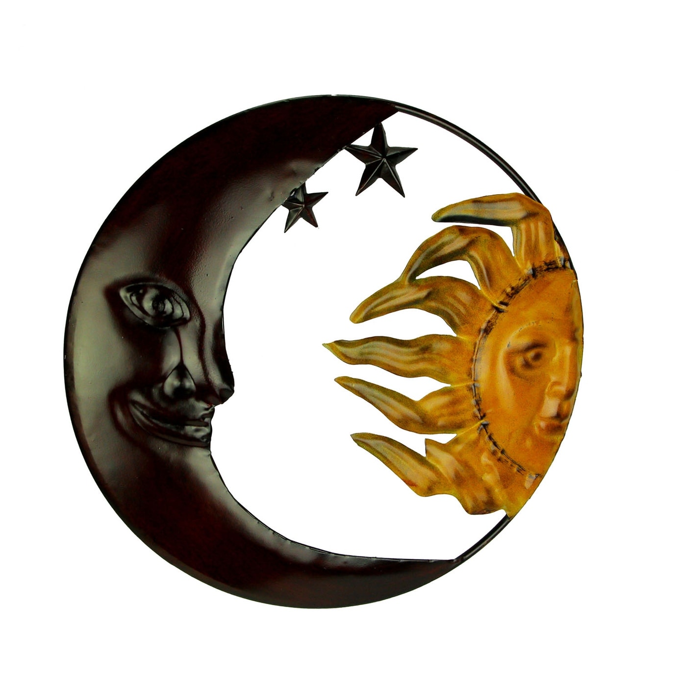 Metal Art Celestial Sun And Moon Indoor Outdoor Wall Decor 16 X 16 X 0.25 Inches