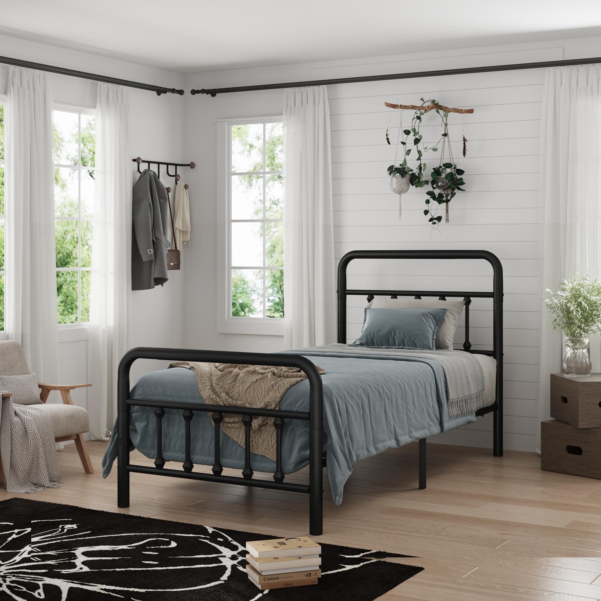 Metal Bed Frame With Headboard Queen Full Twin Under Bed Storage No Box Spring Needed