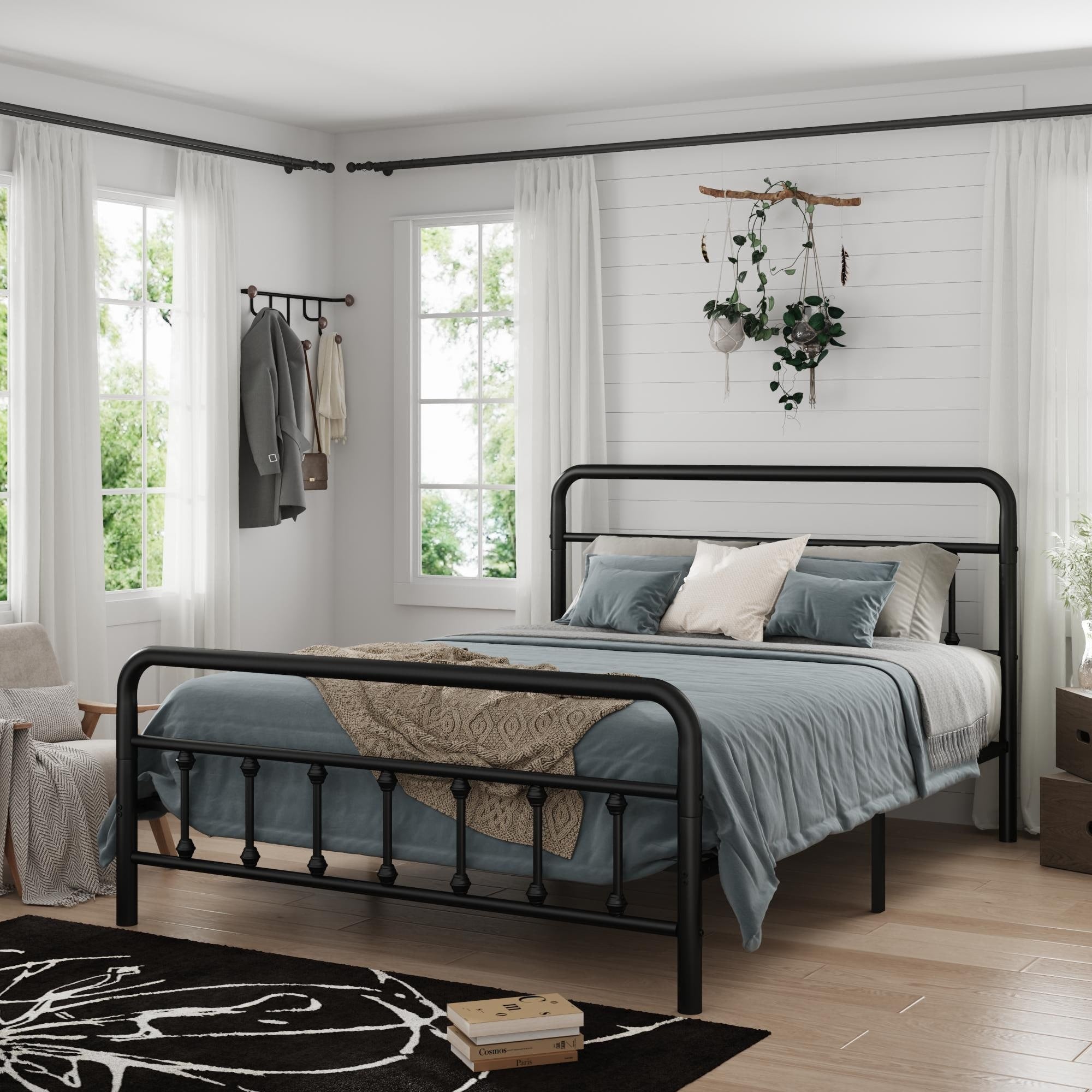 Metal Bed Frame Full Size Bed Frame With Headboard Structurally Stable Under Bed Storage No Box Spring Needed