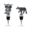 Puzzled Inc. Multicolored Metal Black Bear And Owl Wine Stopper Set