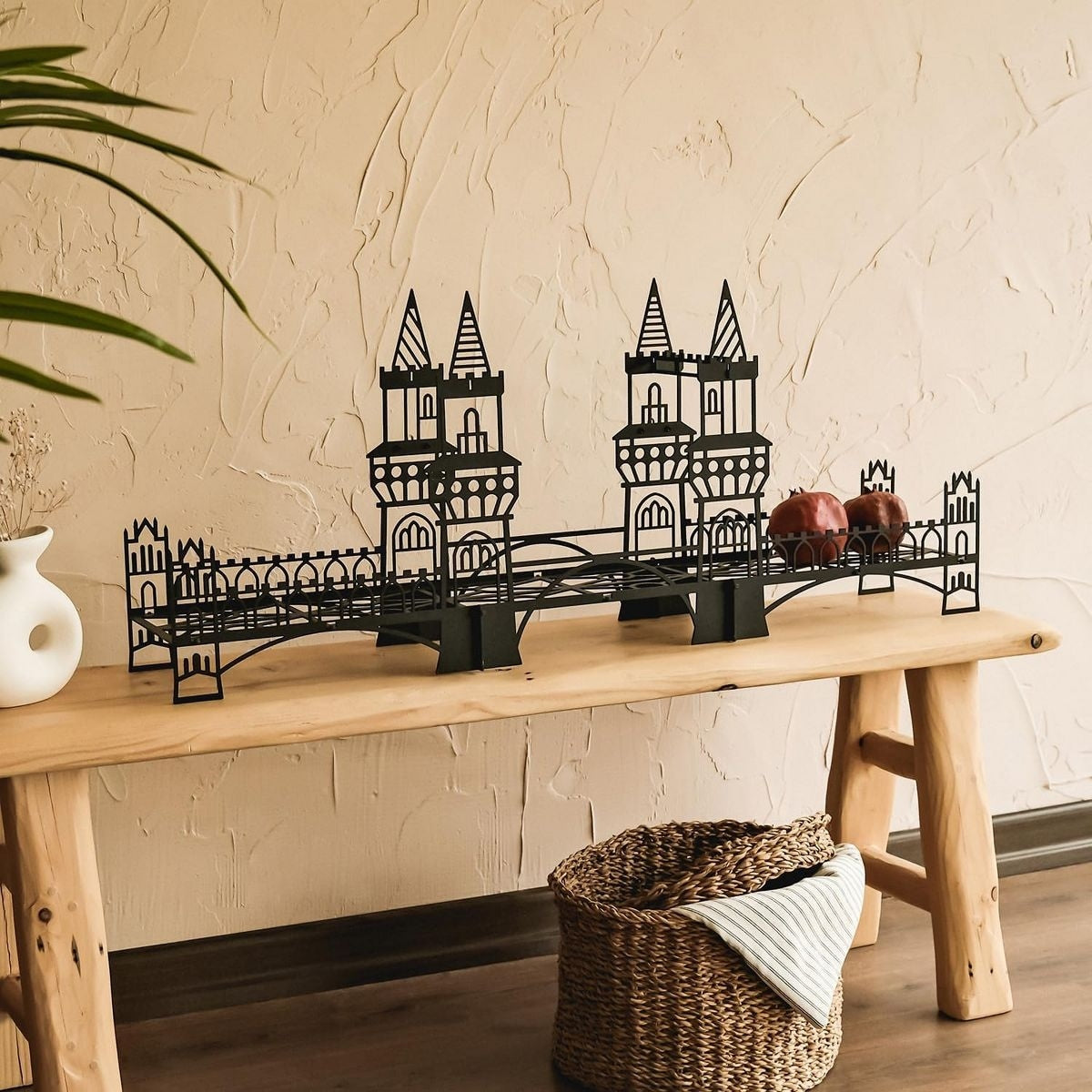 Metal Bridge Shelf For Desk Or Wall Unique Home Office Decor 35.4 W X 14.5 H X 7.3 D