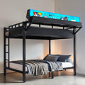 Metal Bunk Bed With Storage Shelves Pegboard Usb Ports And Led Lights For Teens And Adults