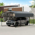 Metal Carport 11X19 Ft Heavy Duty With Galvanized Steel Roof Black Frame