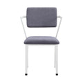 Metal Chair With Fabric Upholstery And Straight Legs Gray And White