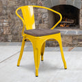 Metal Chair With Wood Seat And Arms