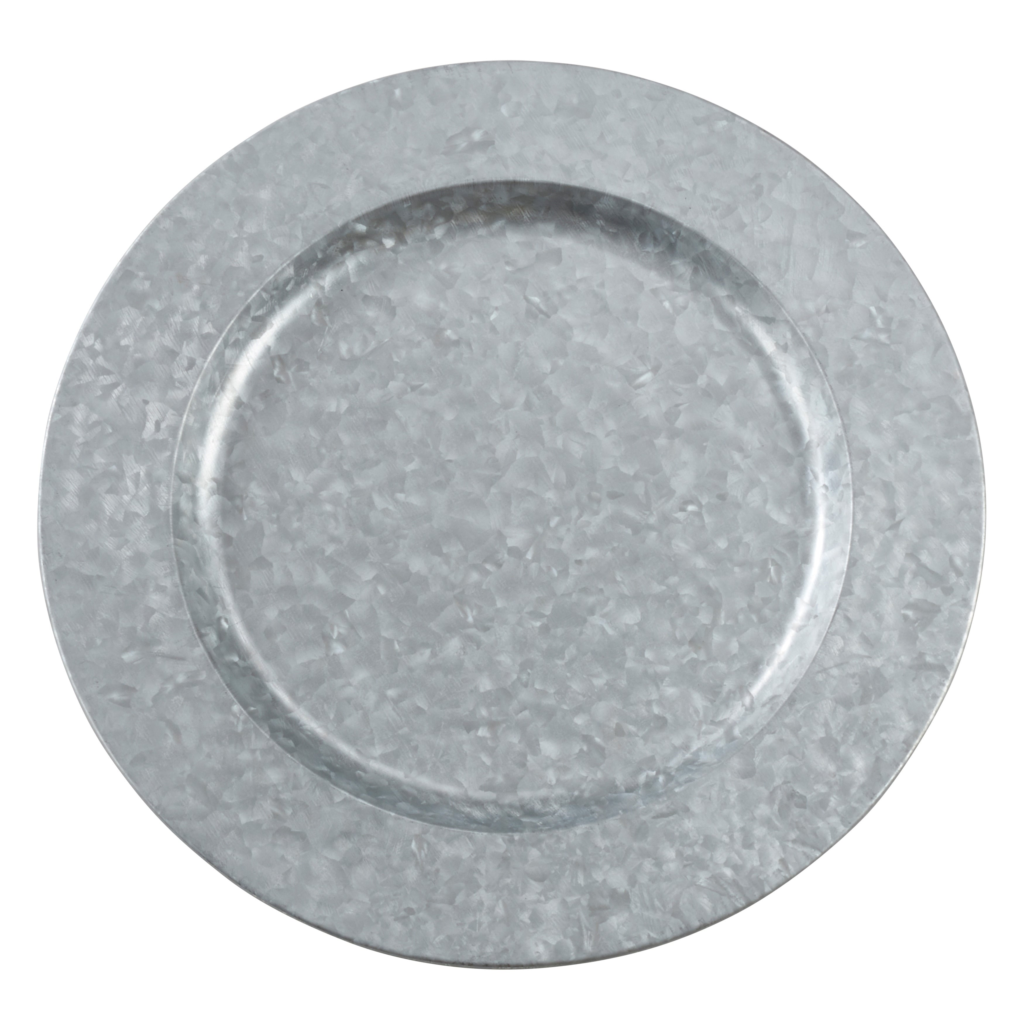Polished Galvanized Metal Charger Plates Set Of 4