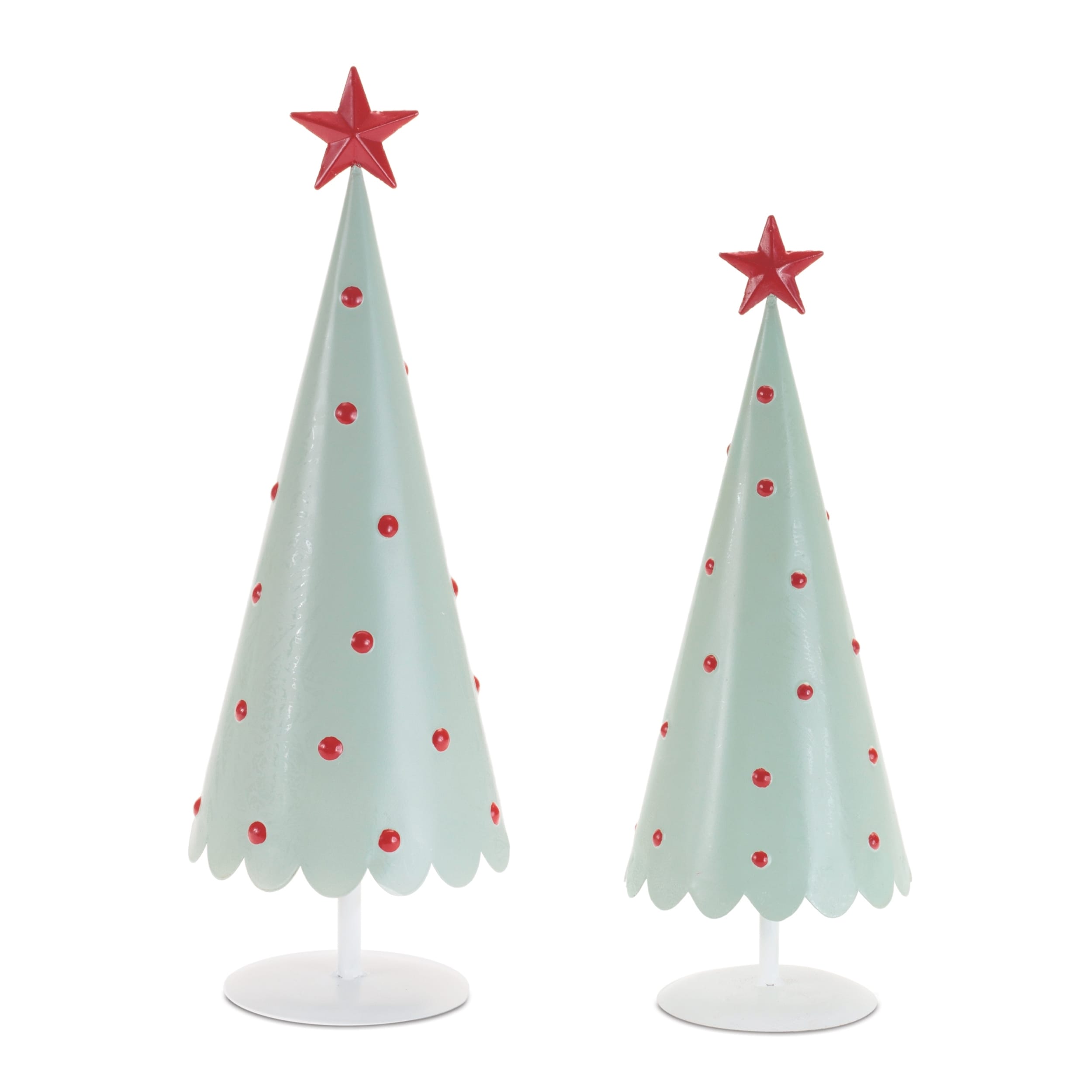 Metal Christmas Tree With Red Star Set Of 2