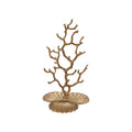 Metal Coral Shaped Jewelry Holder With Shell Base And 3 Sections 6.63 L X 6.25 W X 11.63 H