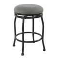 Metal Counter Stool With Swivelling Fabric Padded Seat Gray And Black