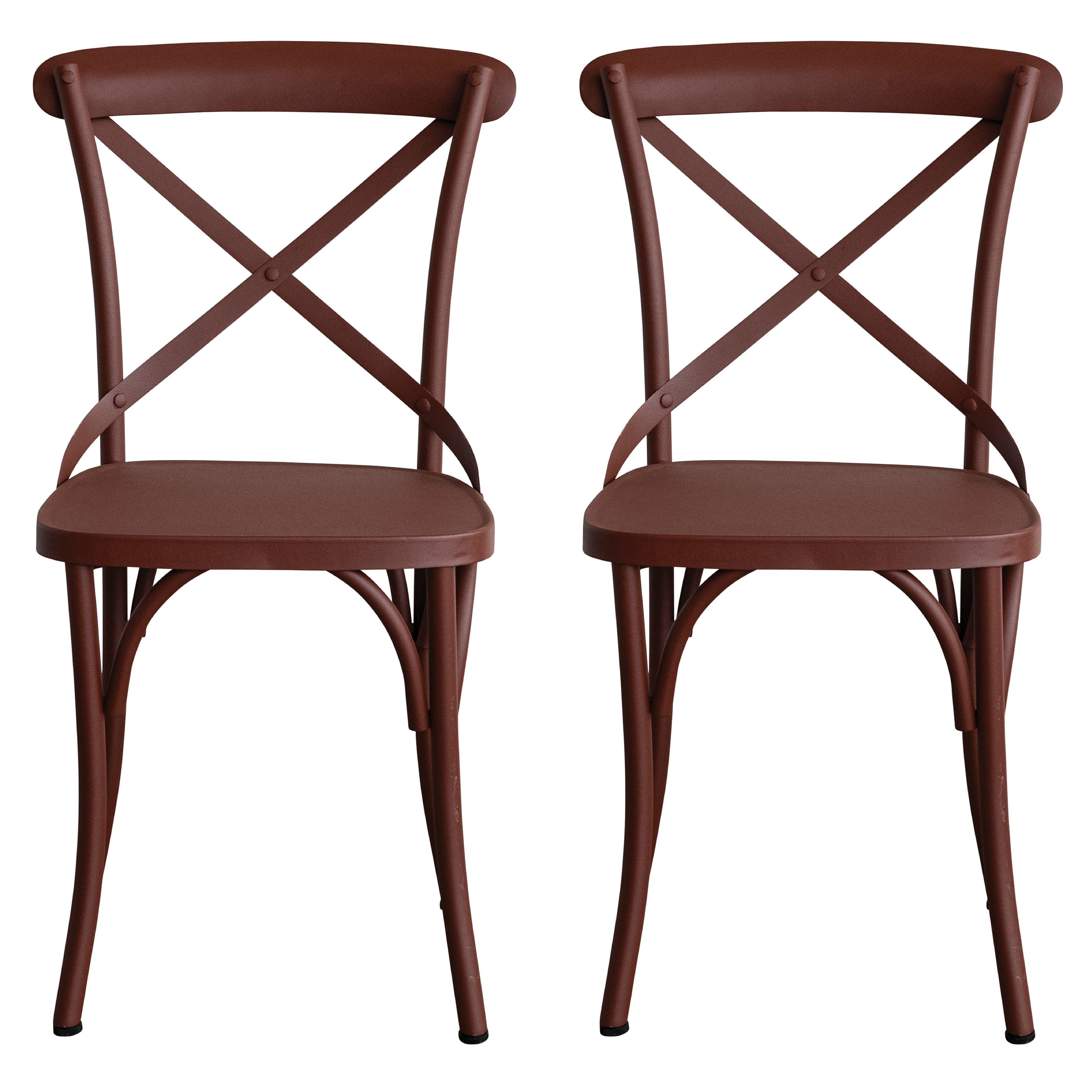 Metal Cross Back Dining Chair 19.5 L X 16.5 W X 34.25 H