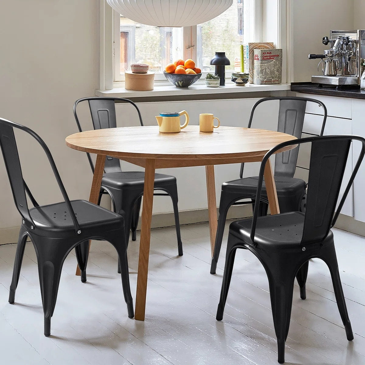 Metal Dining Chairs Set Of 4 Stackable Restaurant Classic Trattoria Chairs Modern Bar Chairs For Dining Room Patio Outdoor