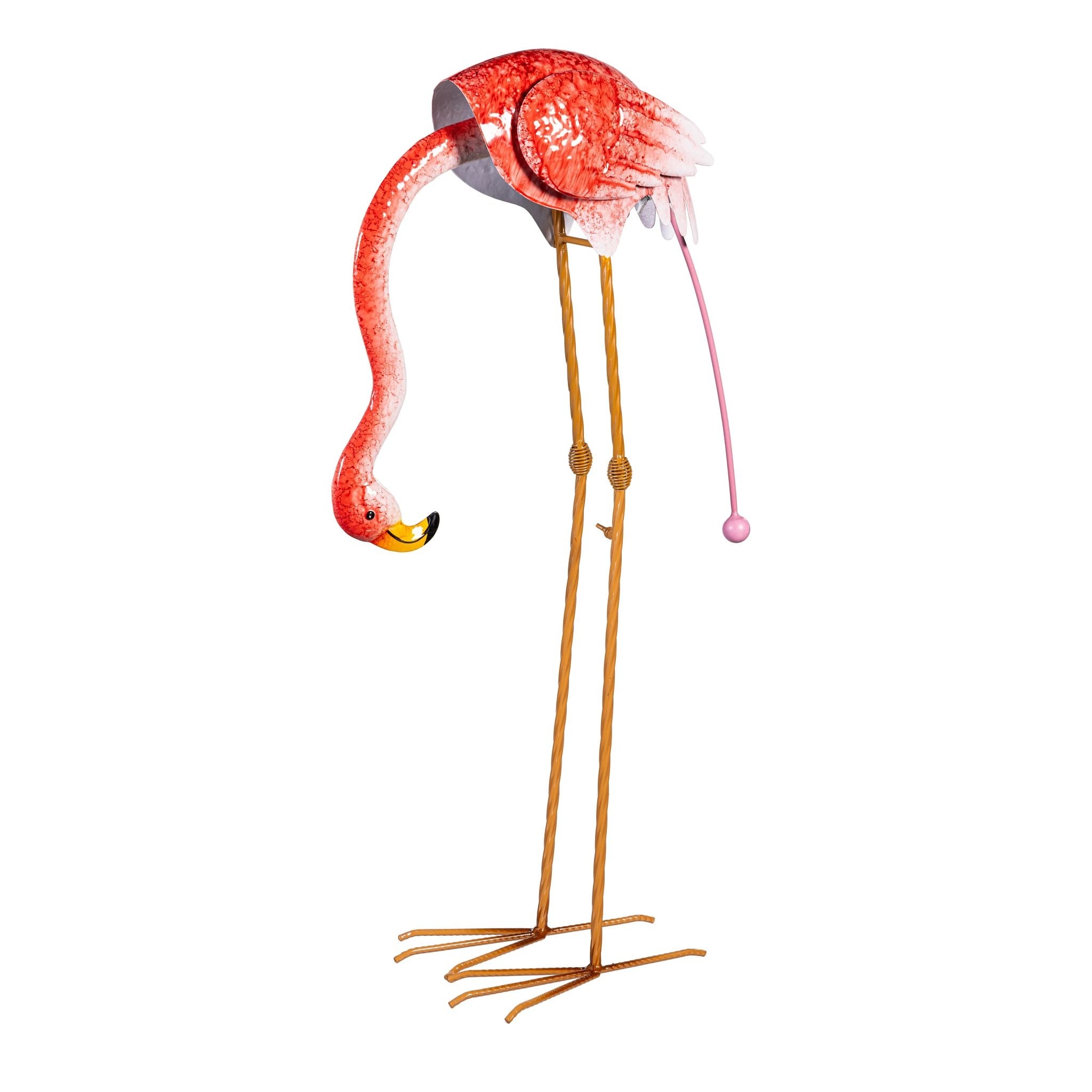 Metal Flamingo Mom Balancer With Wobble Baby Garden Statue Set 31.5 H