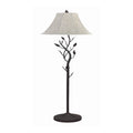 Metal Floor Lamp With Leaf Accent Body And Fabric Bell Shade Black And Gray