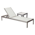 Metal Frame Adjustable Lounger With Side Table Set Of 2 Gray And White