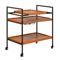 Metal Frame Serving Cart With Adjustable Compartments Oak Brown And Black