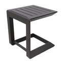 Metal Frame Slatted Top Side Table With Cantilever Base Dark Gray