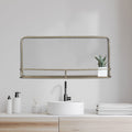 Brass Metal Framed Mirror With Shelf
