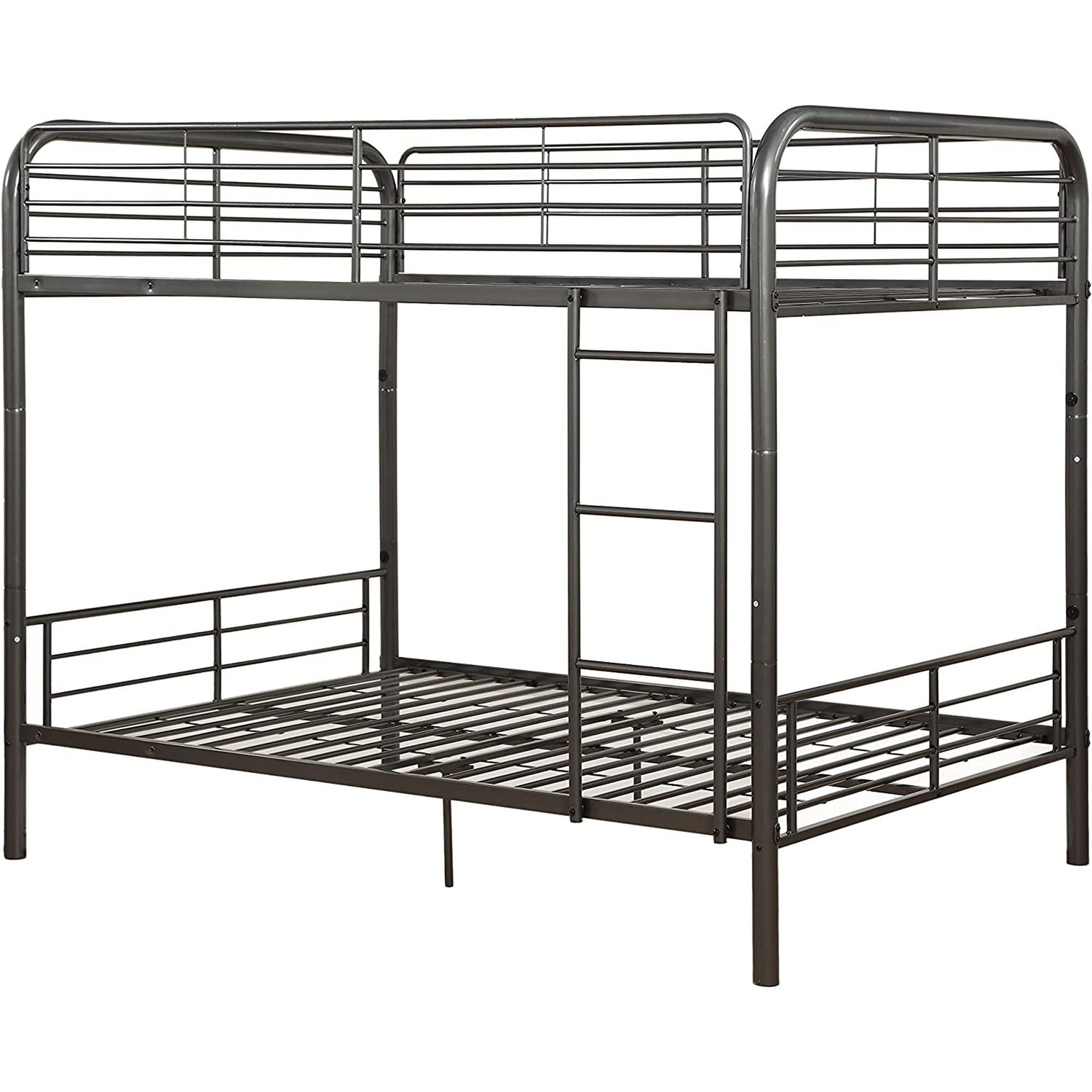 Metal Full Full Bunk Bed Dark Brown