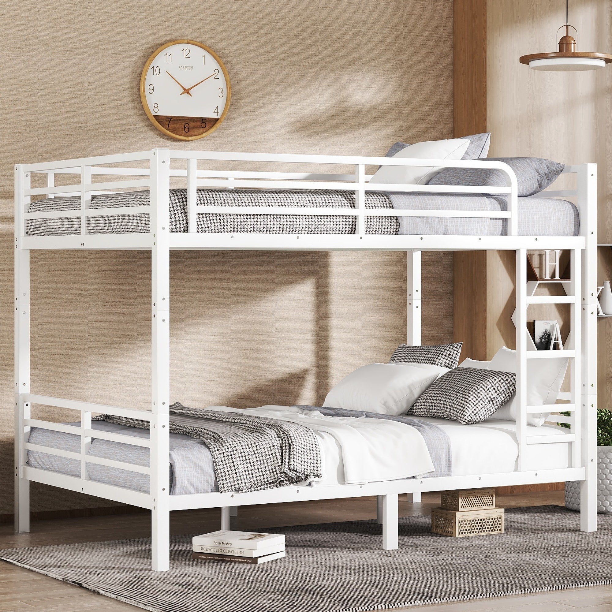 Metal Full Xl Over Full Xl Bunk Bed For Teens And Adults Space Saving Noise Reduced No Box Spring Needed