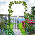 Metal Garden Arbor With Gate Outdoor Trellis With Latched Doors For Climbing Plant