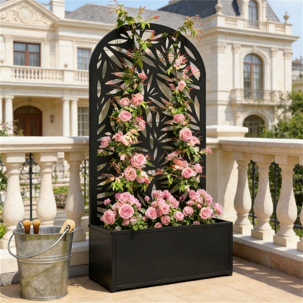 Metal Garden Bed Plant Rack Black
