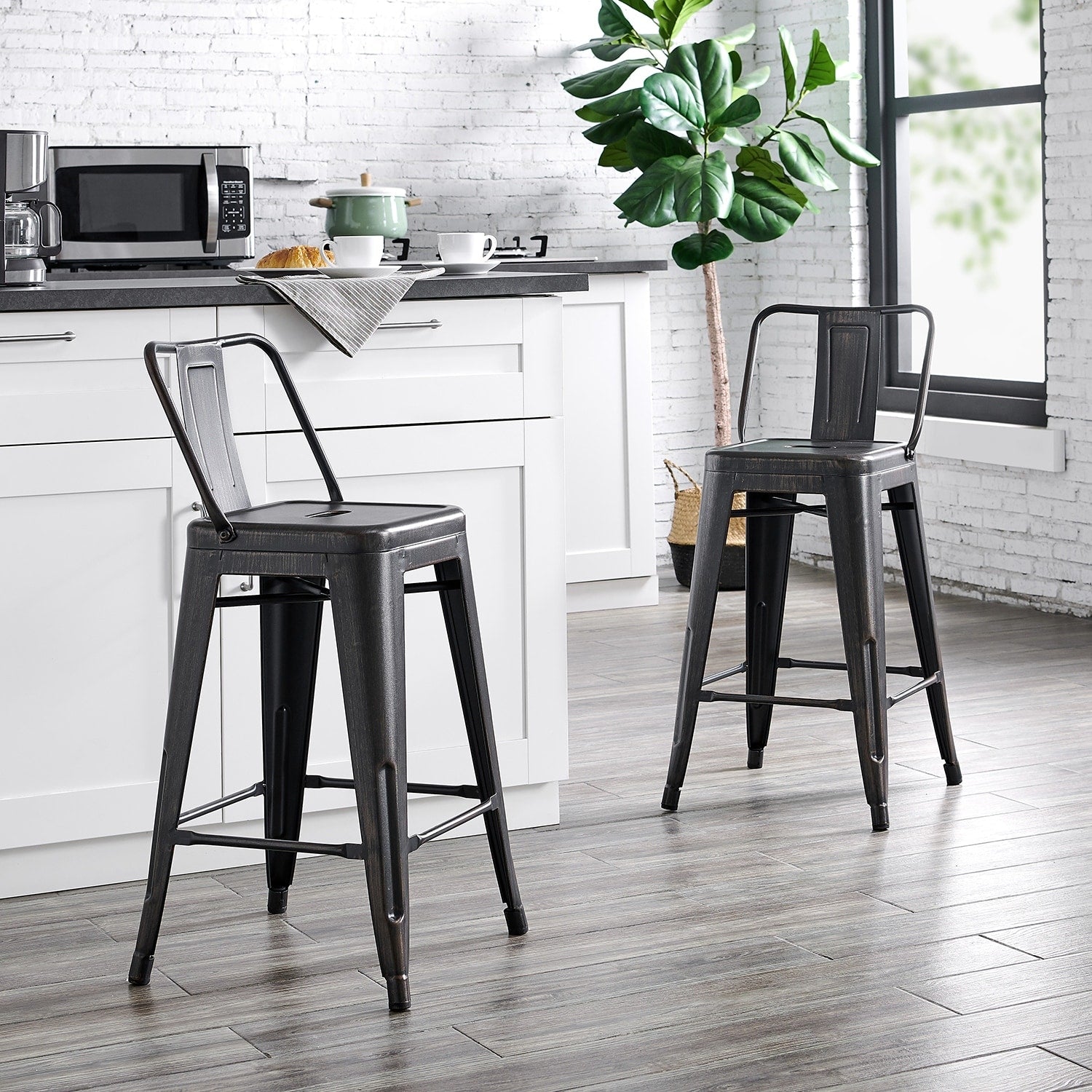 Steel 24 Inch Bar Stools Set Of 2